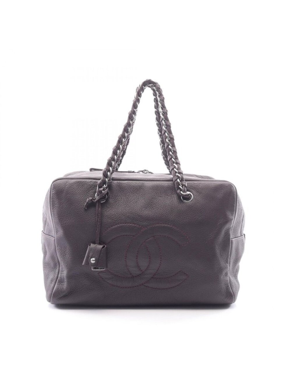 Chanel Line Dark Brown Leather CC Logo Boston